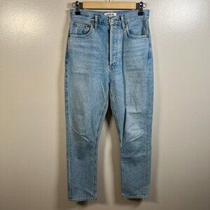 Agolde Riley High Rise Straight Crop Jeans Size 24 Blue Light Wash Button Fly